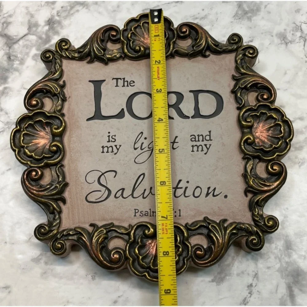 Vintage The Lord is My Light and My Salvation Wall Art Plaque Psalm 27:1